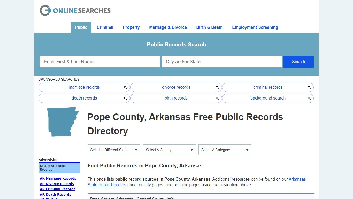 Pope County, Arkansas Public Records Directory - OnlineSearches.com