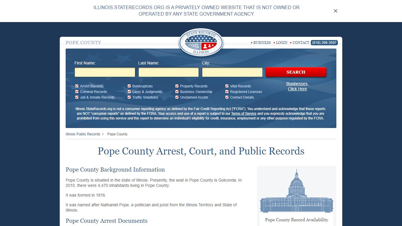 Pope County Arrest, Court, and Public Records